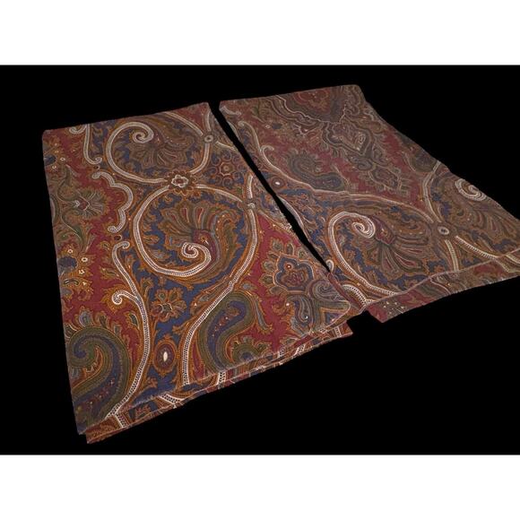 Pair 2 King Vintage Ralph Lauren Brianna Paisley Pillowcases Equestrian - Picture 2 of 7